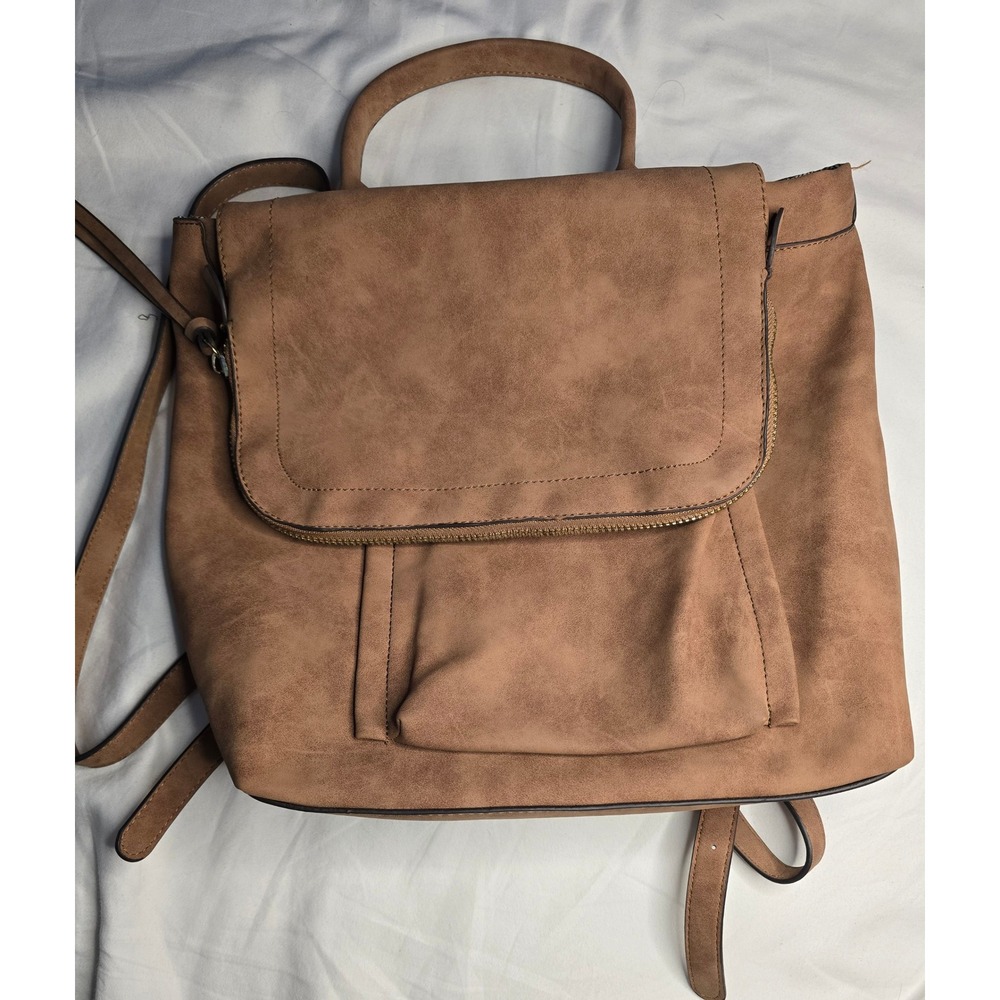 JustFab Tan Faux Leather Backpack